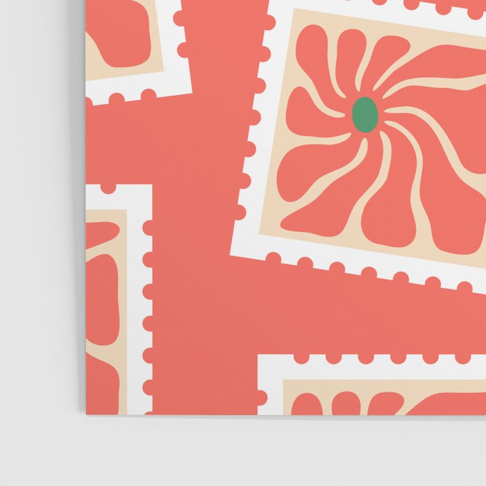 Vintage flower postage stamp pattern Poster Gallery Image 3