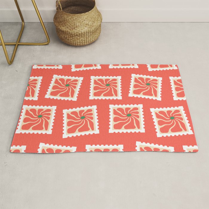 Vintage flower postage stamp pattern Rug Gallery Image 1
