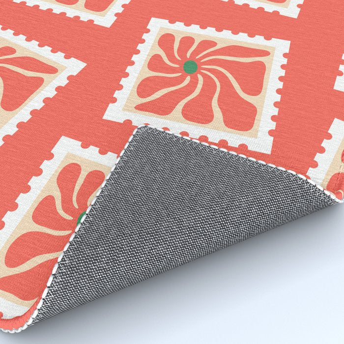 Vintage flower postage stamp pattern Rug Gallery Image 4