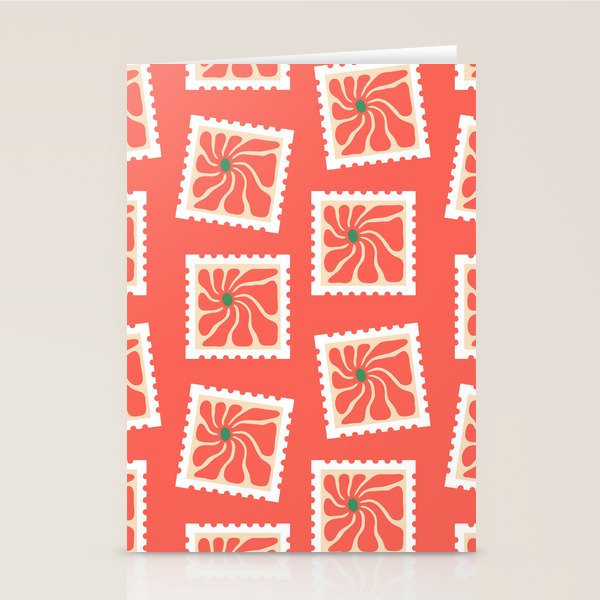 Vintage flower postage stamp pattern Stationery Card Gallery Image 2