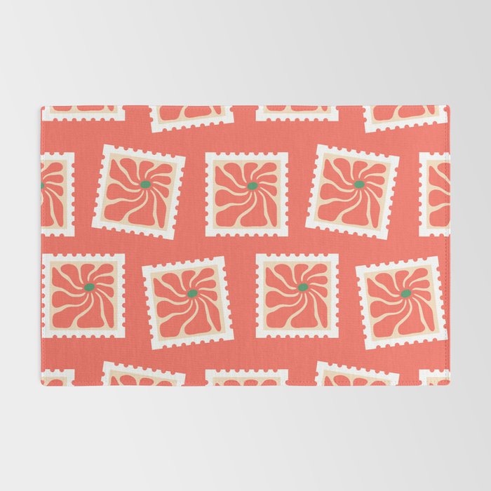 Vintage flower postage stamp pattern Rug Gallery Image 2