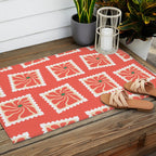 Vintage flower postage stamp pattern Outdoor Rug Gallery Image 2