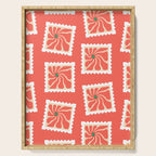 Vintage flower postage stamp pattern Serving Tray Gallery Image 1