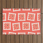 Vintage flower postage stamp pattern Outdoor Rug Gallery Image 1