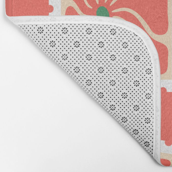 Vintage flower postage stamp pattern Bath Mat Gallery Image 2