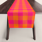 Modern Bright Pink and Orange Gingham Table Runner Gallery Image 1