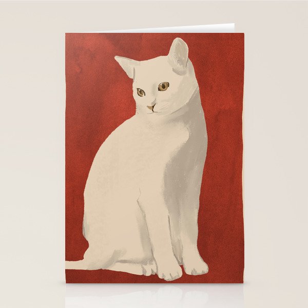 Minimal White Cat 3 Stationery Card Gallery Image 2
