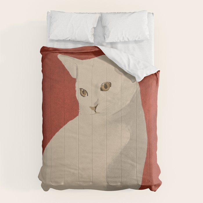 Minimal White Cat 3 Comforter Gallery Image 6