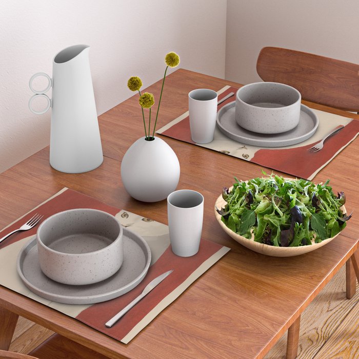 Minimal White Cat 3 Placemat Gallery Image 2