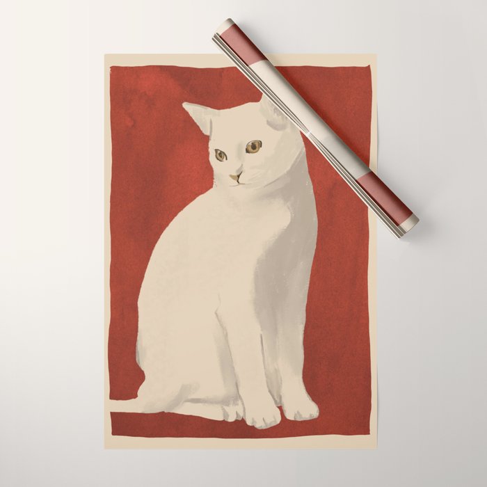Minimal White Cat 3 Wrapping Paper Gallery Image 1