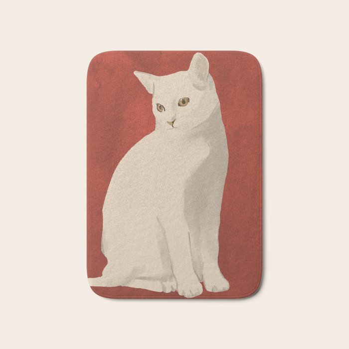 Minimal White Cat 3 Bath Mat Gallery Image 1