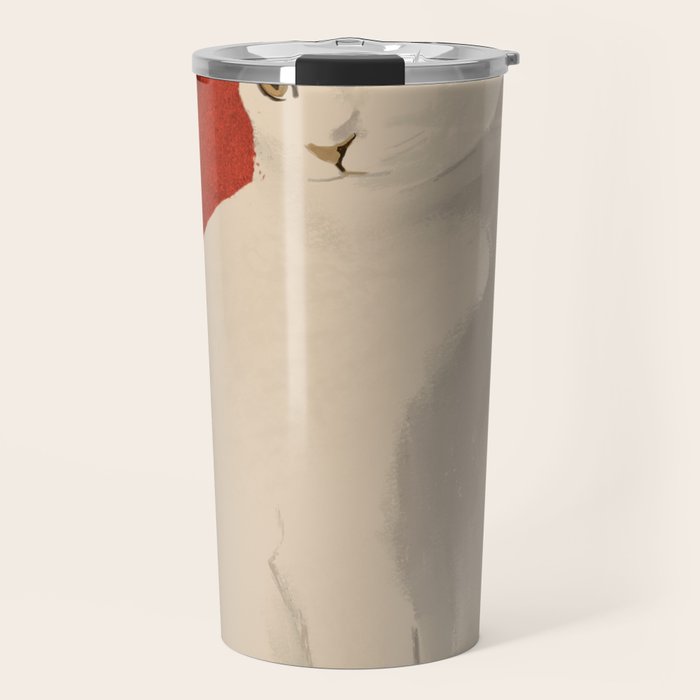 Minimal White Cat 3 Travel Mug Gallery Image 1