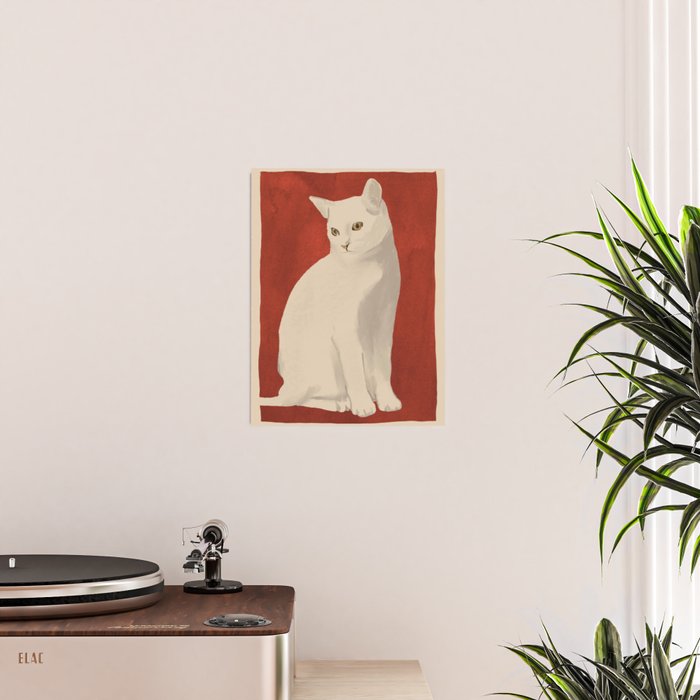 Minimal White Cat 3 Poster Gallery Image 2