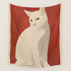 Minimal White Cat 3 Wall Tapestry Gallery Image 4