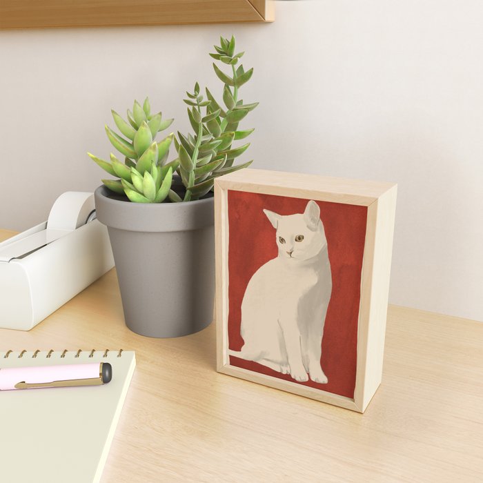 Minimal White Cat 3 Mini Art Print Gallery Image 2
