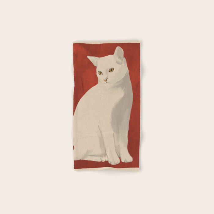 Minimal White Cat 3 Bath Towel Gallery Image 1