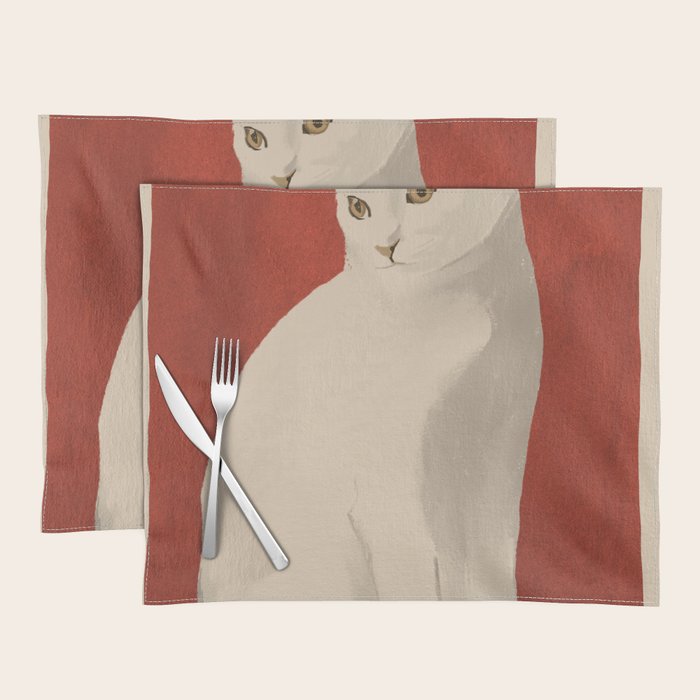 Minimal White Cat 3 Placemat Gallery Image 1