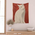 Minimal White Cat 3 Wall Tapestry Gallery Image 2