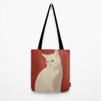 Minimal White Cat 3 Tote Bag Gallery Image 2