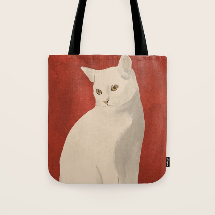 Minimal White Cat 3 Tote Bag Gallery Image 1