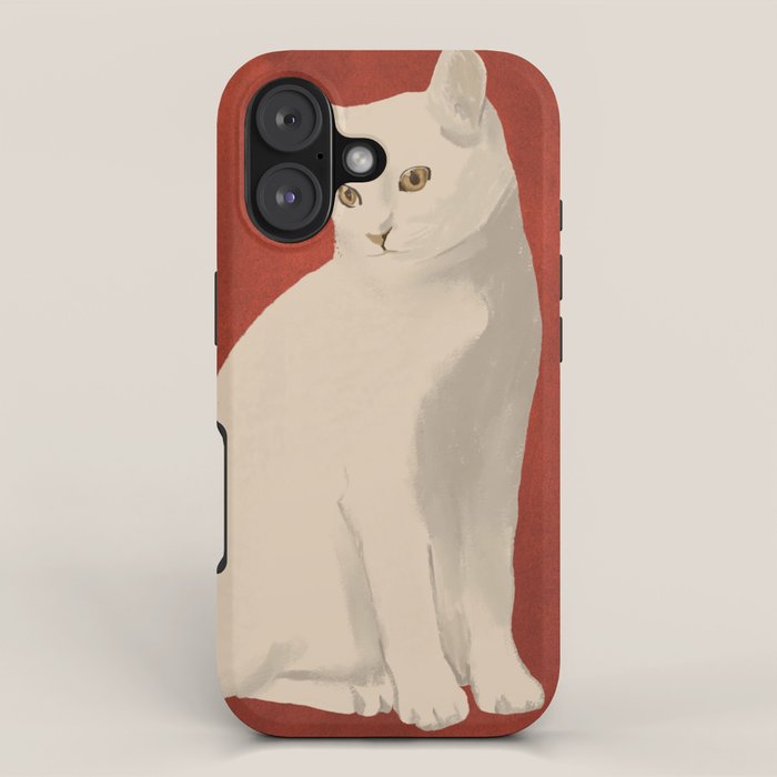 Minimal White Cat 3 iPhone Case Gallery Image 1
