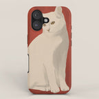 Minimal White Cat 3 iPhone Case Gallery Image 1