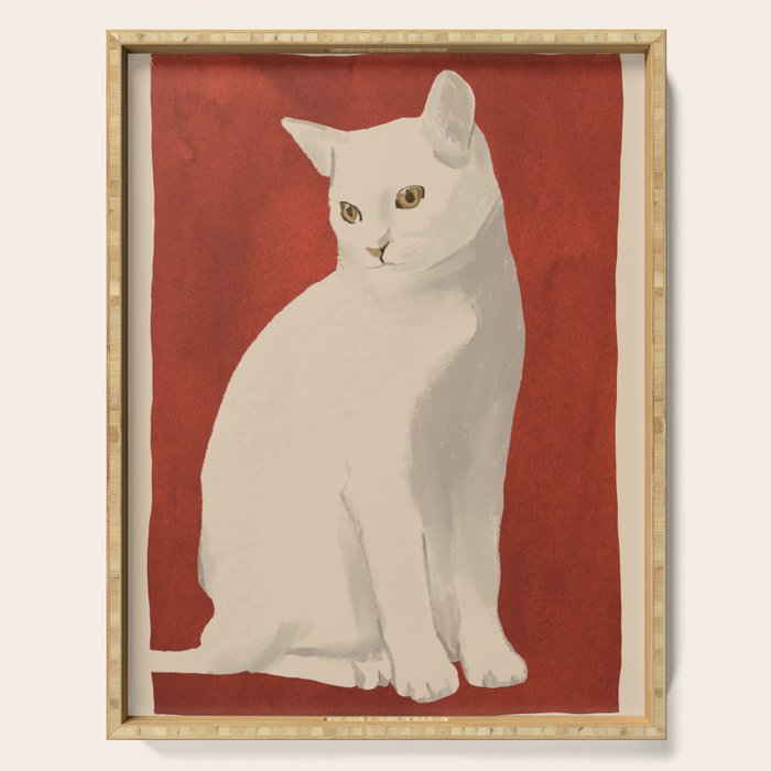 Minimal White Cat 3 Serving Tray Gallery Image 1