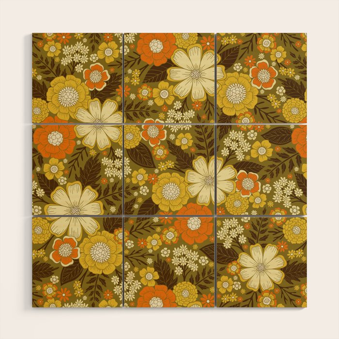 1970s Retro/Vintage Floral Pattern Wood Wall Art Gallery Image 1