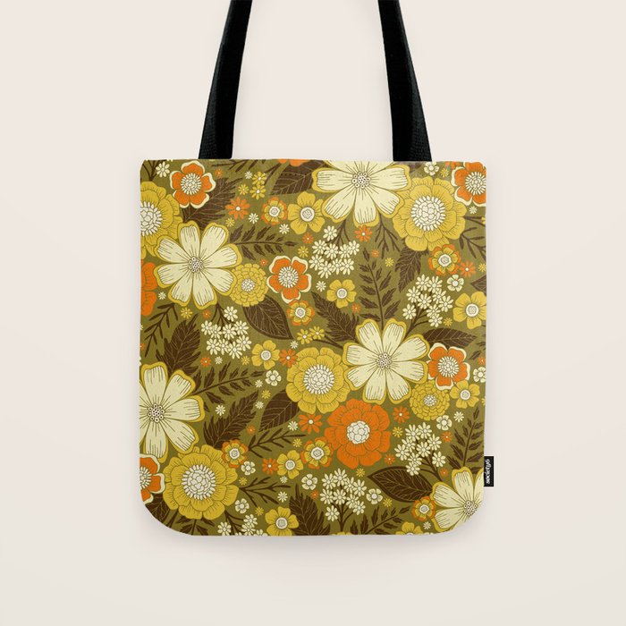 1970s Retro/Vintage Floral Pattern Tote Bag Gallery Image 1