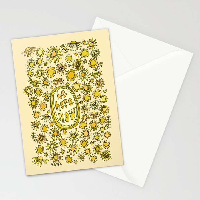be here now // flower power // retro surf art by surfy birdy Stationery Card Gallery Image 2