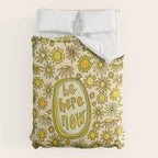 be here now // flower power // retro surf art by surfy birdy Comforter Gallery Image 6