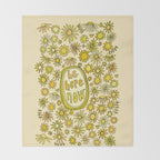 be here now // flower power // retro surf art by surfy birdy Throw Blanket Gallery Image 2