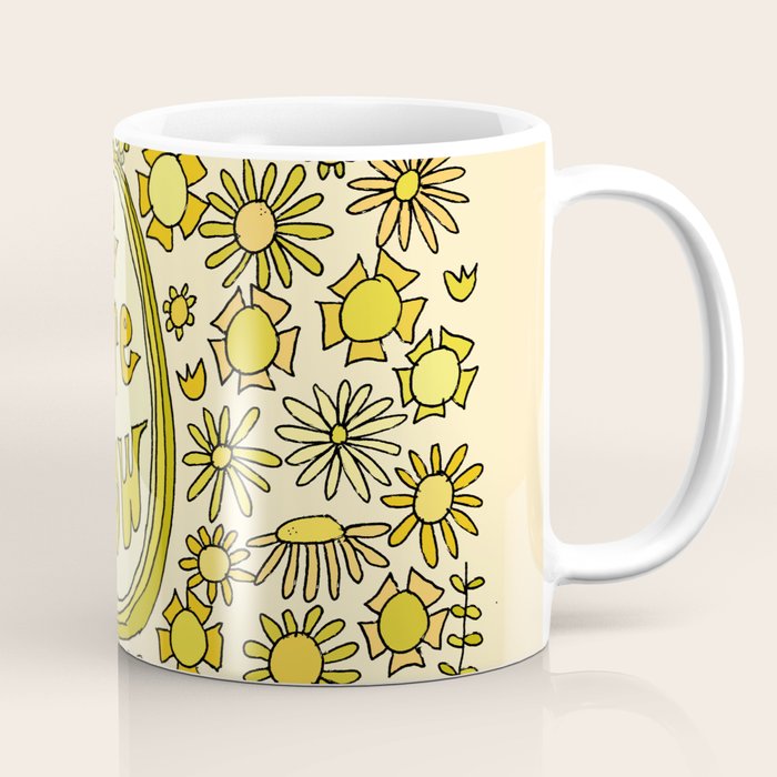 be here now // flower power // retro surf art by surfy birdy Coffee Mug Gallery Image 1