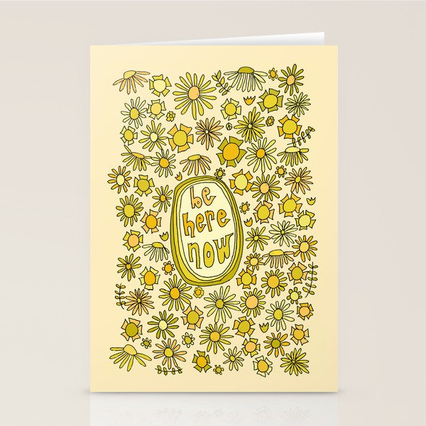 be here now // flower power // retro surf art by surfy birdy Stationery Card Gallery Image 2