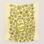 be here now // flower power // retro surf art by surfy birdy Wall Tapestry Gallery Image 4