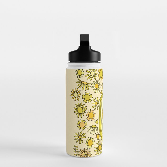 be here now // flower power // retro surf art by surfy birdy Water Bottle Gallery Image 3