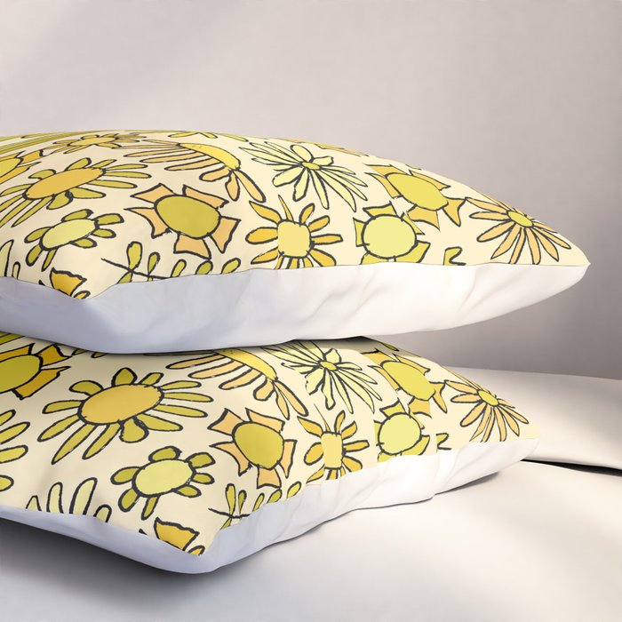 be here now // flower power // retro surf art by surfy birdy Pillow Sham Gallery Image 3