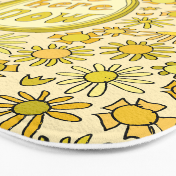 be here now // flower power // retro surf art by surfy birdy Bath Mat Gallery Image 3