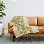 be here now // flower power // retro surf art by surfy birdy Throw Blanket Gallery Image 1