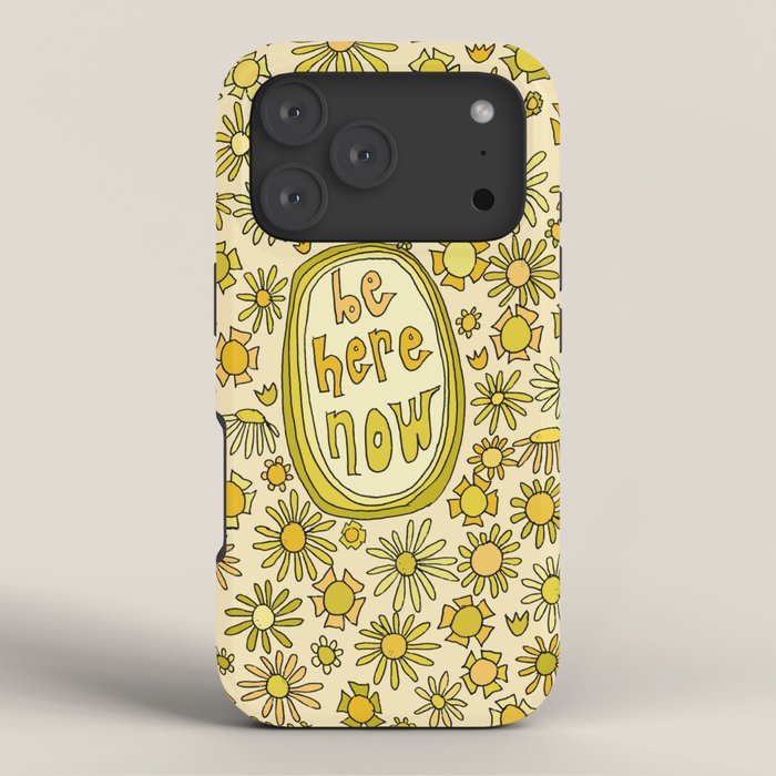 be here now // flower power // retro surf art by surfy birdy iPhone Case Gallery Image 3