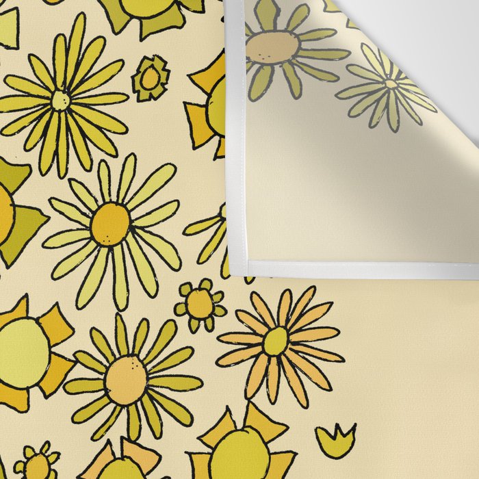 be here now // flower power // retro surf art by surfy birdy Wall Tapestry Gallery Image 3