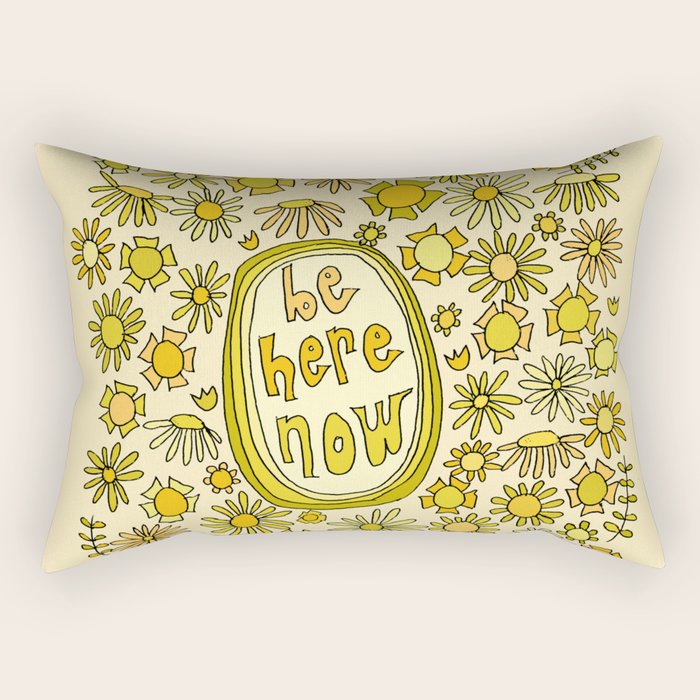 be here now // flower power // retro surf art by surfy birdy Rectangular Pillow Gallery Image 2