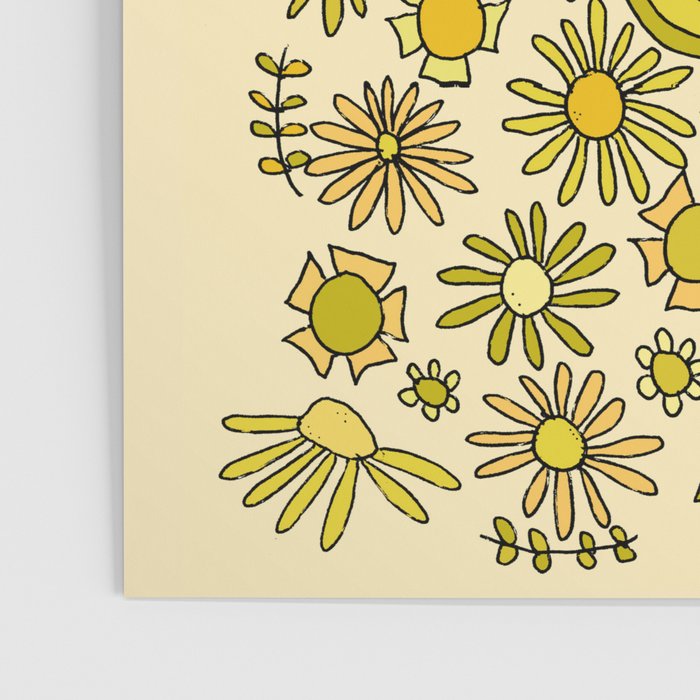 be here now // flower power // retro surf art by surfy birdy Poster Gallery Image 3