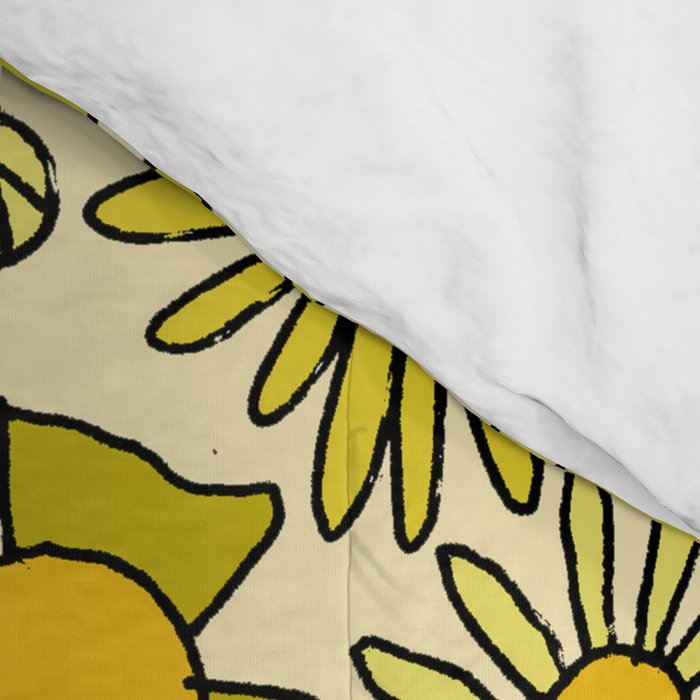be here now // flower power // retro surf art by surfy birdy Comforter Gallery Image 4