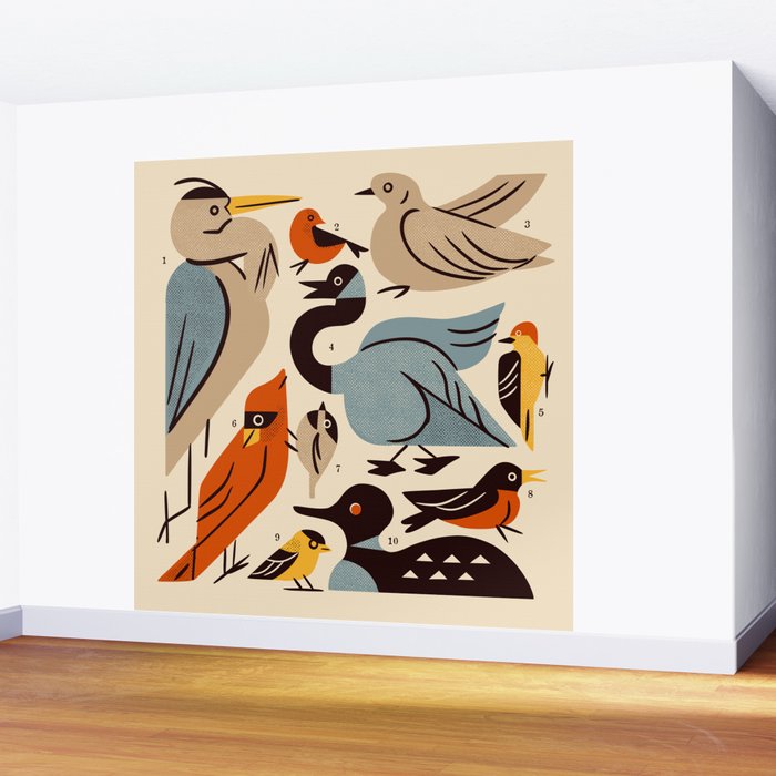 Midwest Birds Guide Wall Mural Gallery Image 2