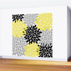 Yellow Black Gray Flower Burst Floral Pattern Wall Mural Gallery Image 2