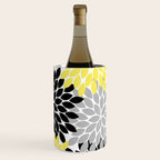 Yellow Black Gray Flower Burst Floral Pattern Wine Chiller Gallery Image 3