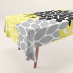 Yellow Black Gray Flower Burst Floral Pattern Tablecloth Gallery Image 1