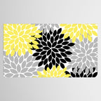 Yellow Black Gray Flower Burst Floral Pattern Tablecloth Gallery Image 2