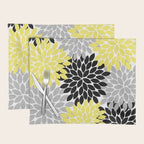 Yellow Black Gray Flower Burst Floral Pattern Placemat Gallery Image 1